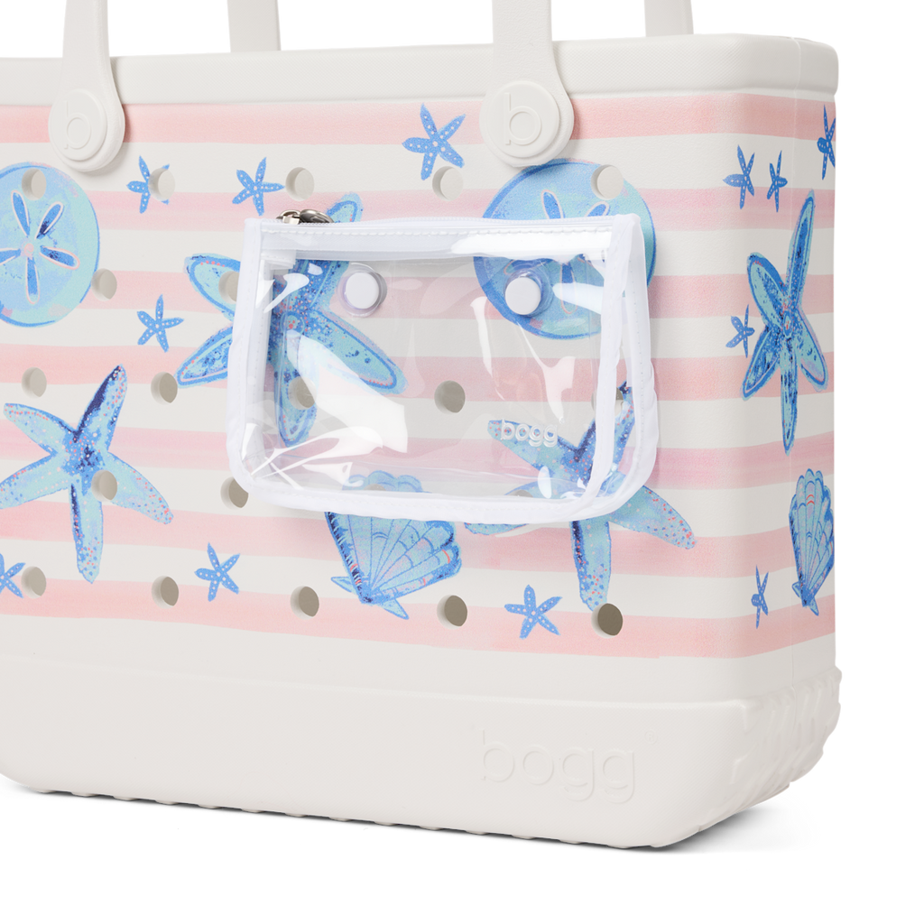 Baby Bag - Pink Stripes & Blue Shells
